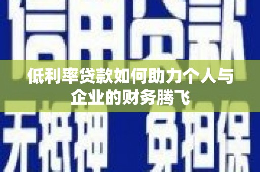 金东低利率贷款如何助力个人与企业的财务腾飞